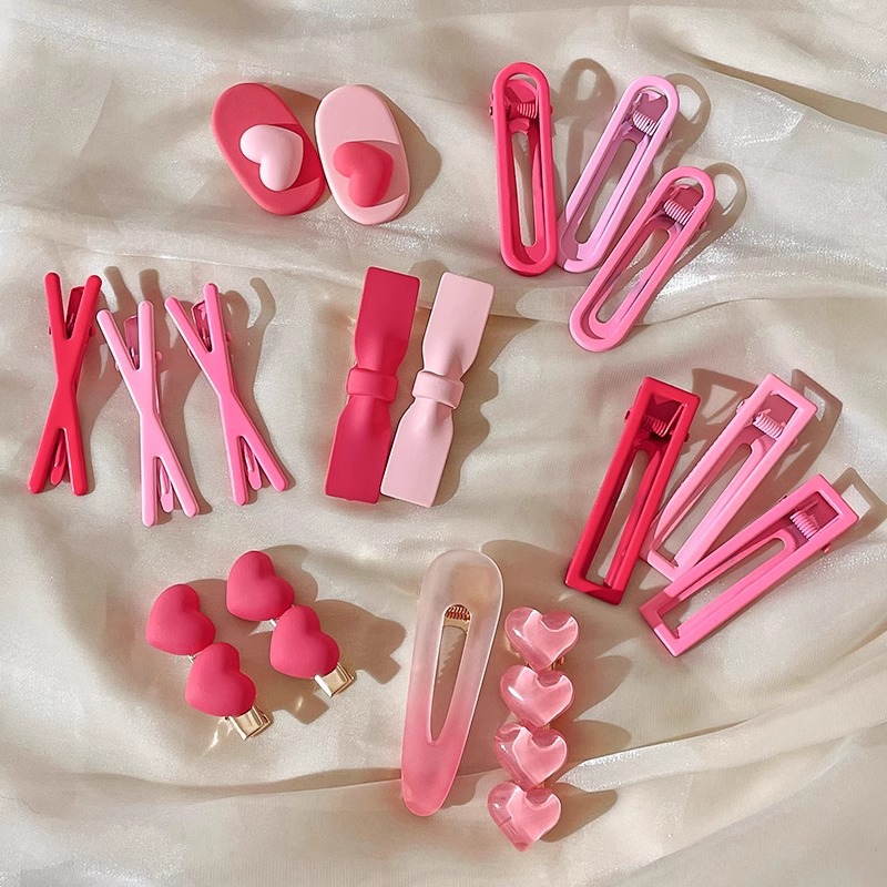 Rosa horquilla femenina 2024 Nueva horquilla BB clip frente flequillos laterales horquilla rota lindo clip de dopamina otoño