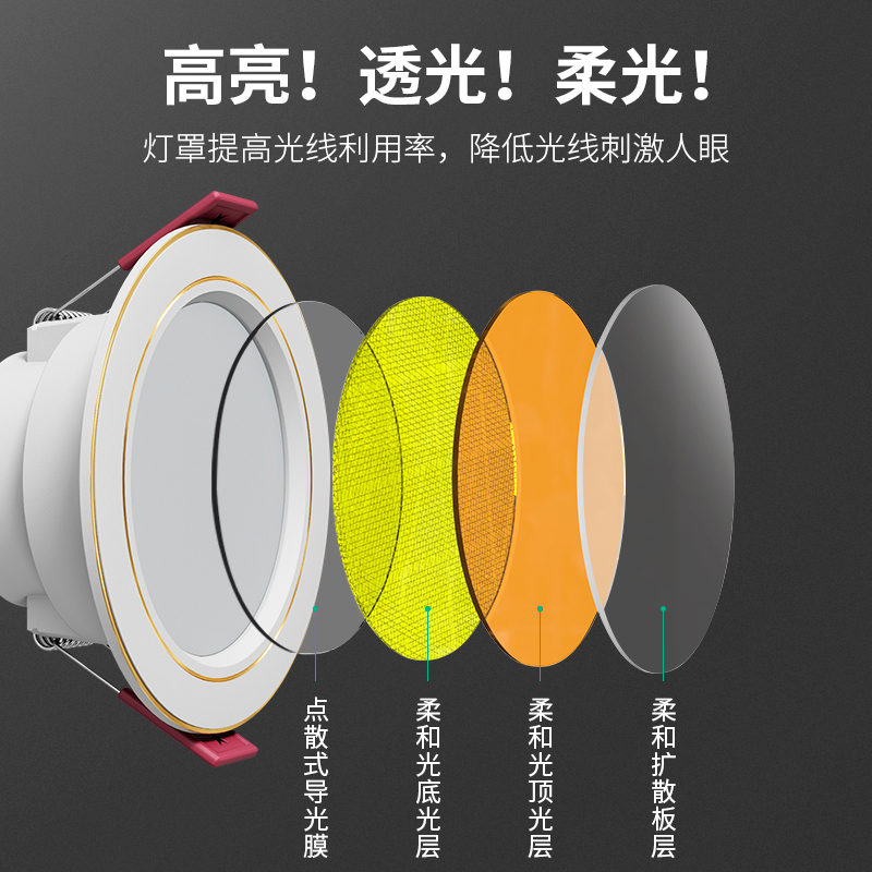 가정용 다운 라이트 LED 천장 스포트라이트 5W 임베디드 오프닝 7.5CM 거실 천장 황소의 눈 구멍 램프 간단한 램프