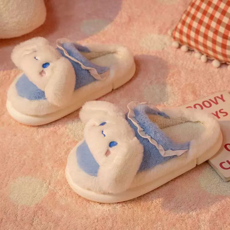 Cute keep warm winter non-slip slippers for students