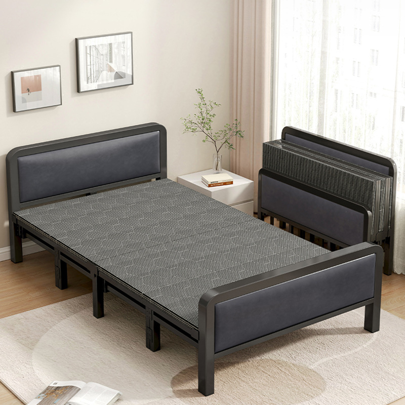 Cama plegable solo hogar simple siesta almuerzo cama adulto fuerte durable reforzado doble cama de hierro cama de acompañamiento