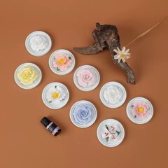 非遗陶瓷手工捏花香薰牡丹花扩香器瓷花摆件办公室桌面香插送礼品