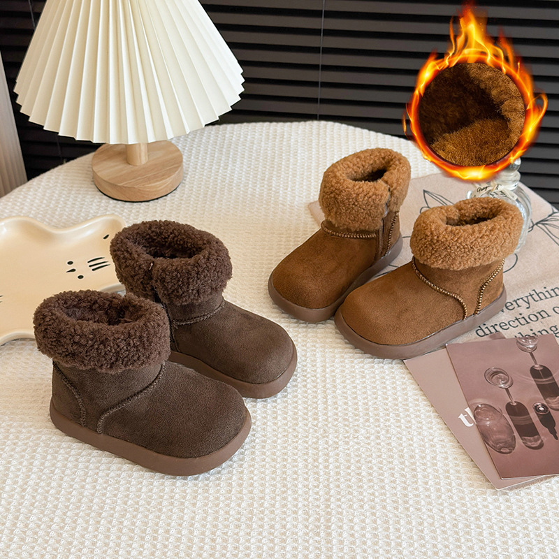 Zipper Slip-On Little Potato New Winter Thick-Soled Girls' Warm Cotton Shoes Children's Thickened Snow Boots Boys' Cotton Boots