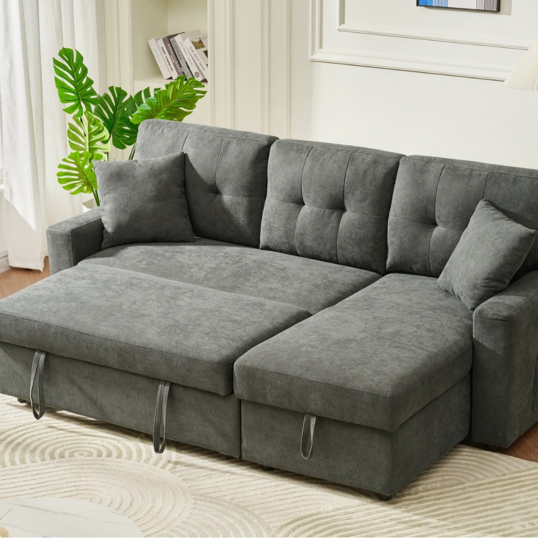Sala de estar cama sala de estar tela sofá en madera maciza comercio exterior para niños dobles