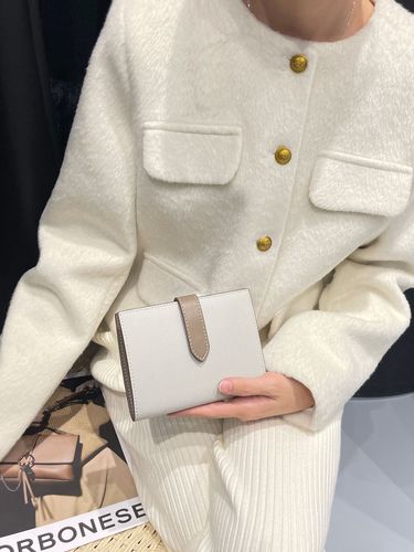 Palm print bifold wallet for women  new style cowhide wallet coin card holder contrasting color niche design large capacity simple