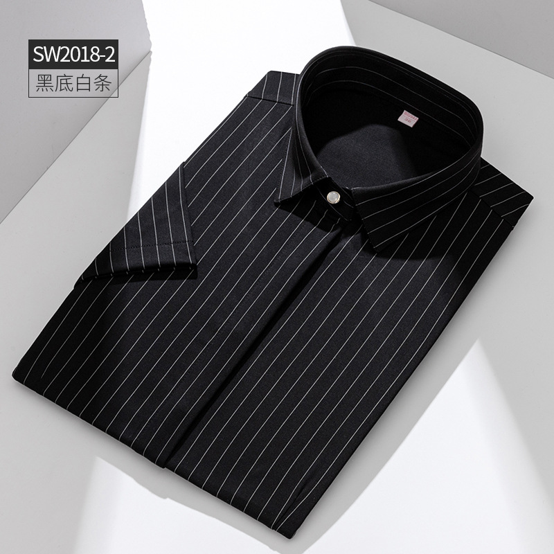 Camisa a rayas verticales de contraste en color blanco y negro camisa de manga larga para mujer de negocios de cercanías diseño delgado camisa blanca impresa Traje interior para mujer