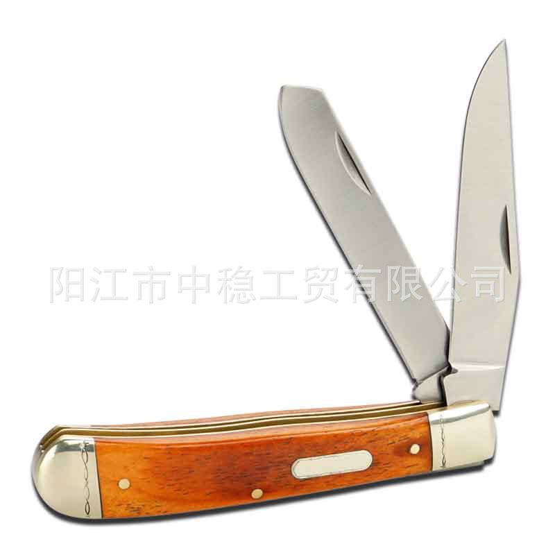 传统口袋刀折叠刀木柄水果刀居家碳钢刀瓜果削皮刀骨柄小刀批发