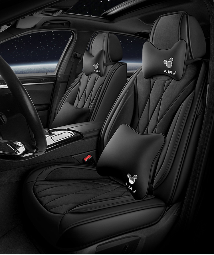Five-Seater Universal Suede Leather Car Seat Cushion, Fully Enclosed, Wear-Resistant and Comfortable, Universal Car Seat Cover for All Seasons