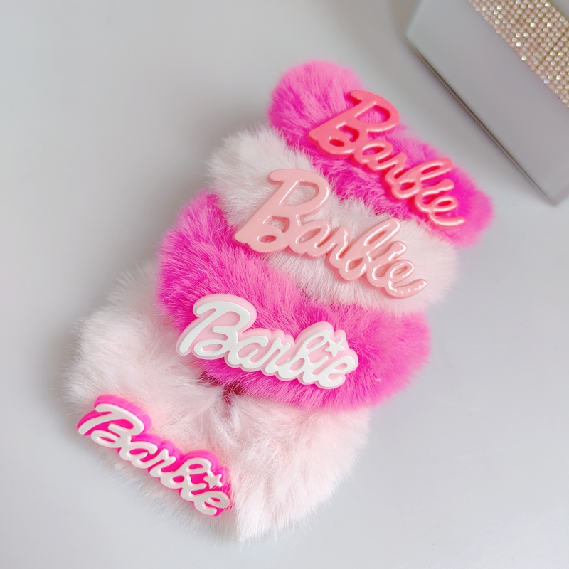 Dopamina dulce y picante Barbie Rosa mullida carta intestino grueso banda de pelo chica princesa cuerda de pelo Rosa rojo blanco tocado