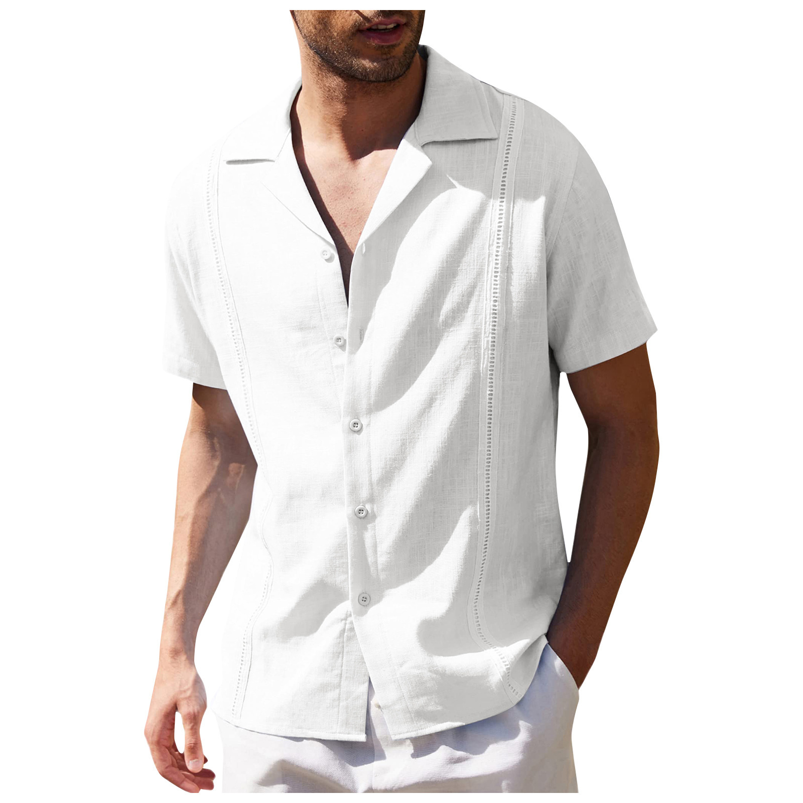 Men's Solid Color Simple Style Turndown Short Sleeve Slim Men's T-shirt display picture 7