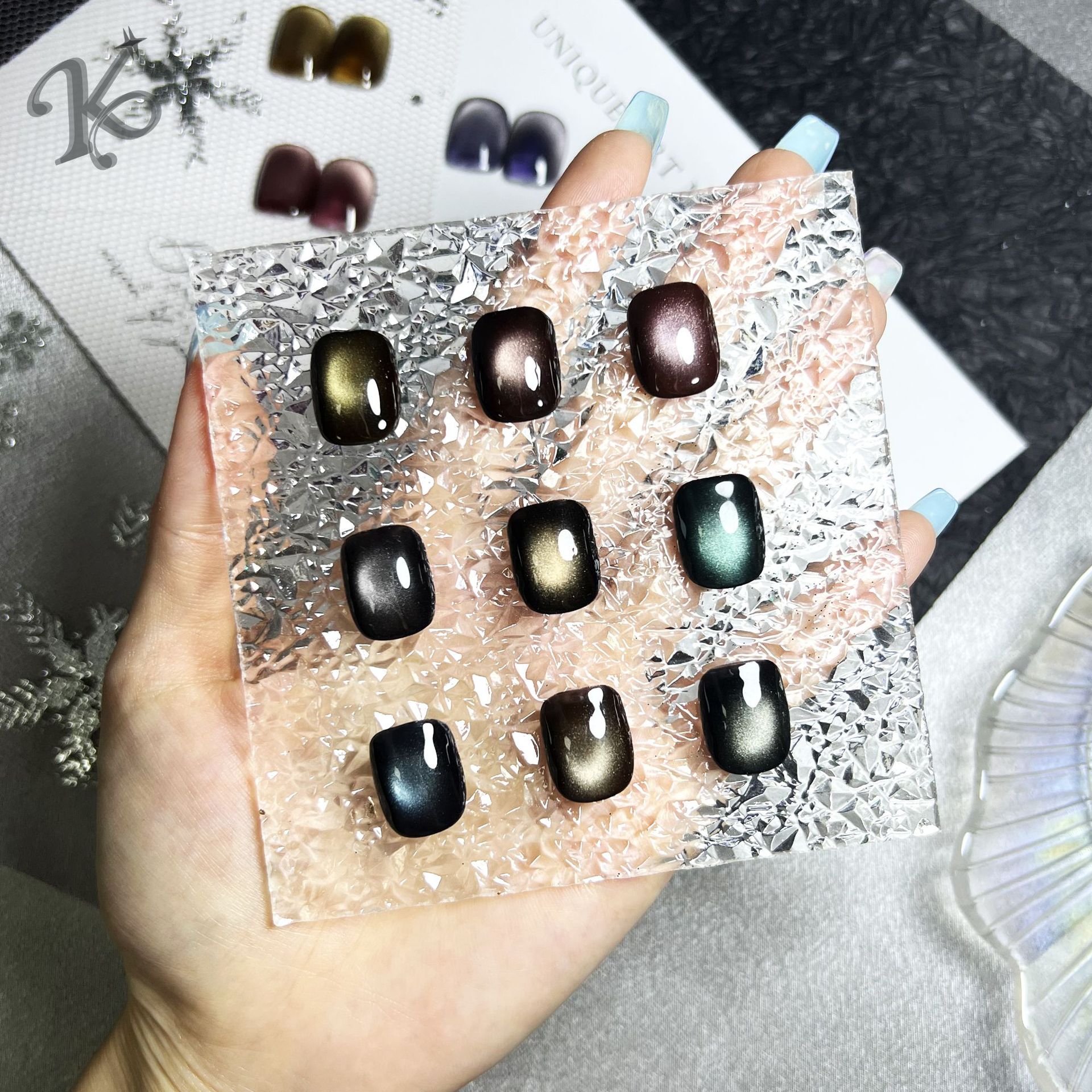 Kalejia nuevo hilo de luz de niebla cristal ojo de gato esmalte de uñas pegamento delicado seda persiguiendo luz gradiente de uñas fototerapia pegamento