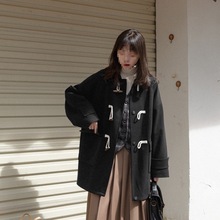 奶兔-自制 羊角扣夹棉毛呢外套宽松廓形中长款呢子大衣女秋季星球