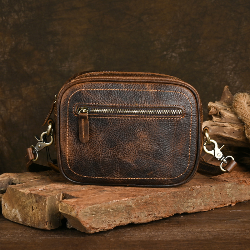 Antiguo inconformista 2023 bolsa de mensajero de los hombres bolsa de mensajero de cuero genuino de la moda europea y americana tirar-Bolsa de hombro de los hombres