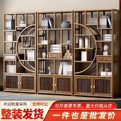实木新中式博古架南榆木置物架仿古茶叶茶室展示柜客厅隔断置物架