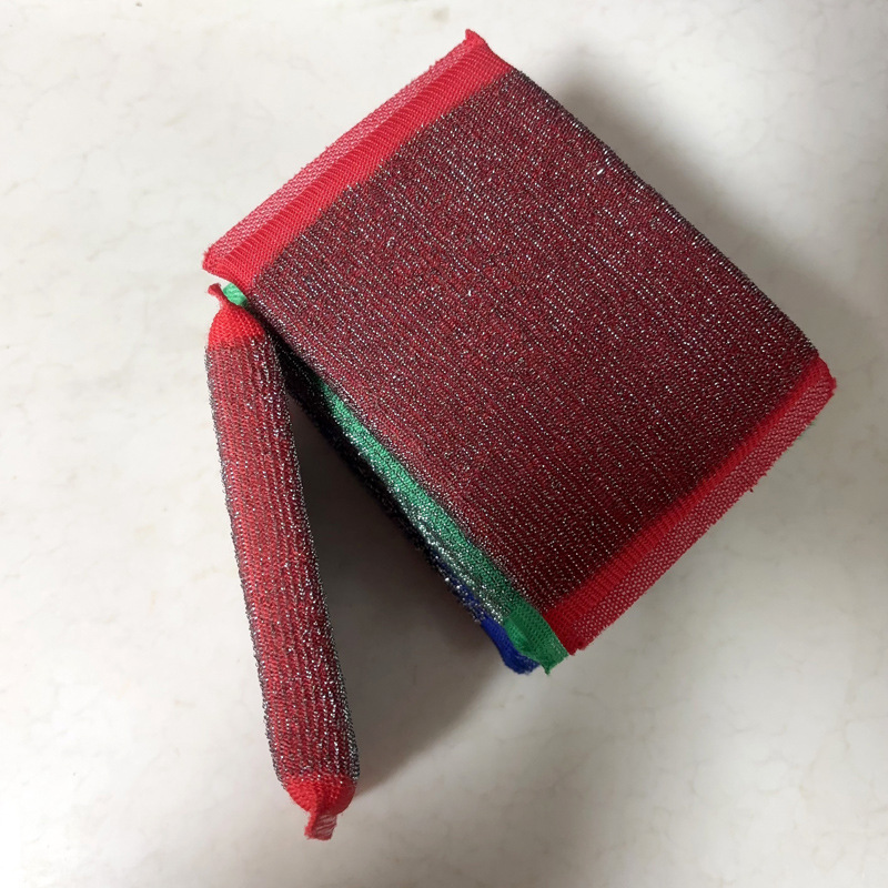 3 piezas de acero de color mixto esponja limpiador bloque limpio toalla de cocina decontaminación de tela limpia cepillo de panela artefacto de lavado de platos