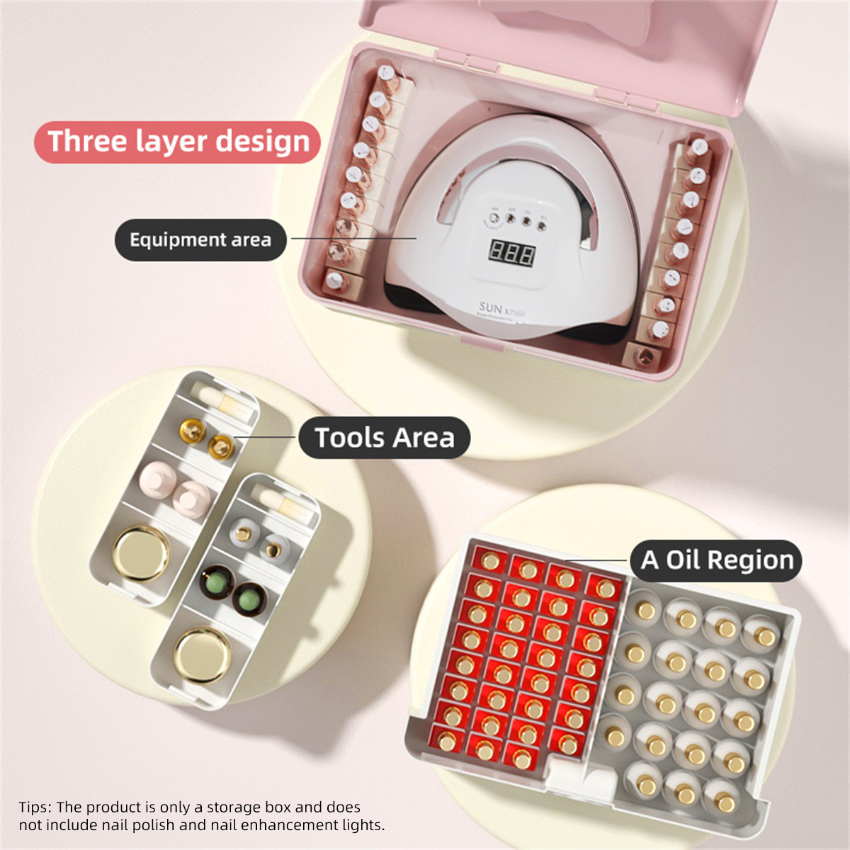 Manicure toolbox nail lamp nail glue toy storage box portable double-layer household store multi-functional