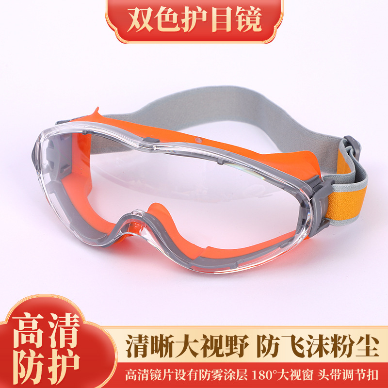 厂家批发双色高清防雾防冲击防飞溅护目镜可佩戴近视眼镜|undefined