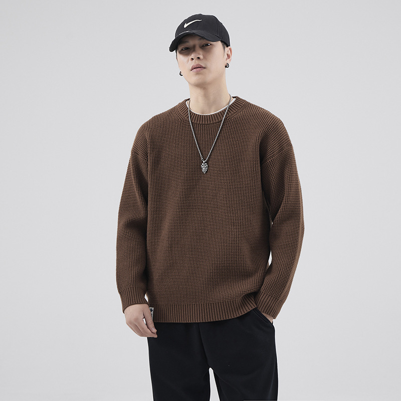 Retro chunky knit sweater for men, high-end heavyweight sweatshirt, men's base layer, autumn and winter casual outerwear Retro chunky knit sweater for men, high-end heavyweight sweatshirt, men's base layer, autumn and winter casual outerwear