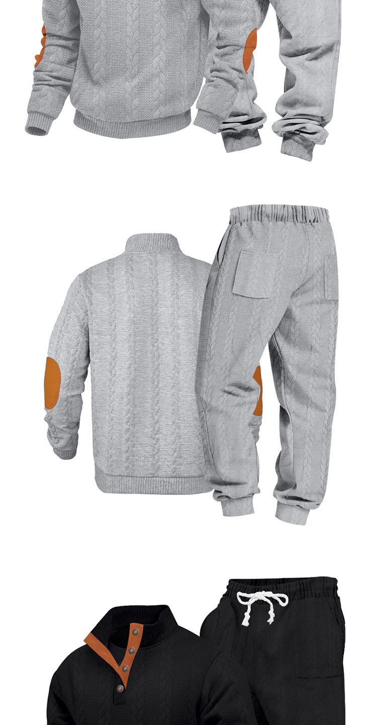 Men's Clothing Men's Casual Trousers Suit Heavy Texture Pattern Trend Stand Collar Henry Sweatshirt Style Autumn Winter Loose Fit_viptrois.com
