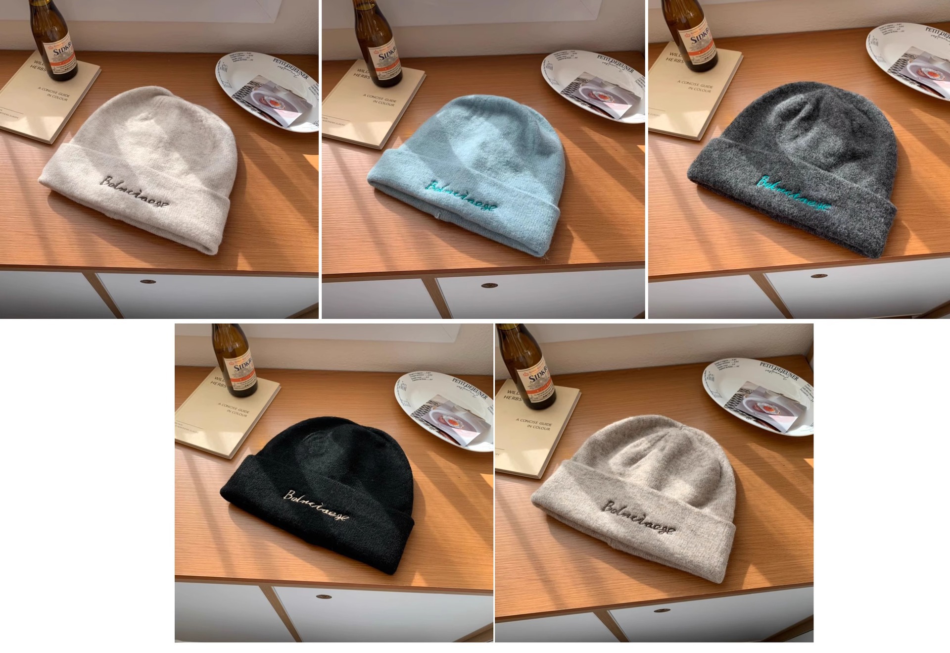 Embroidered Knitted Beanie Hat For Women Warm Wool Blend Winter Cap_voghion.com