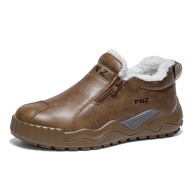 Winter Men's Shoes With Fleece Lining And Thickened Cotton, Men's Casual Non-Slip Thick-Soled Warm Cotton Boots, Snow Bo_vogvips.com