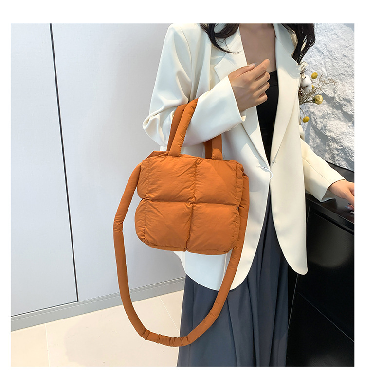 Single Shoulder Strap Strap Type Women's Medium Oxford Cloth Solid Color Classic Style Square Zipper Handbag Crossbody Bag