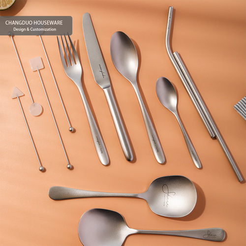 Japanese snowflake Western food knife, fork, spoon, steak knife, soup spoon, Nordic simple ins industrial style 304 stainless steel tableware