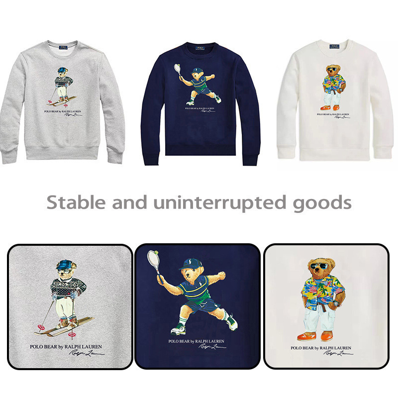 2025 Autum Spot Polo Bear Joint Model Round Neck Bear Ralph Lauren Autum Men's and Women's Couple's Sweatshirt