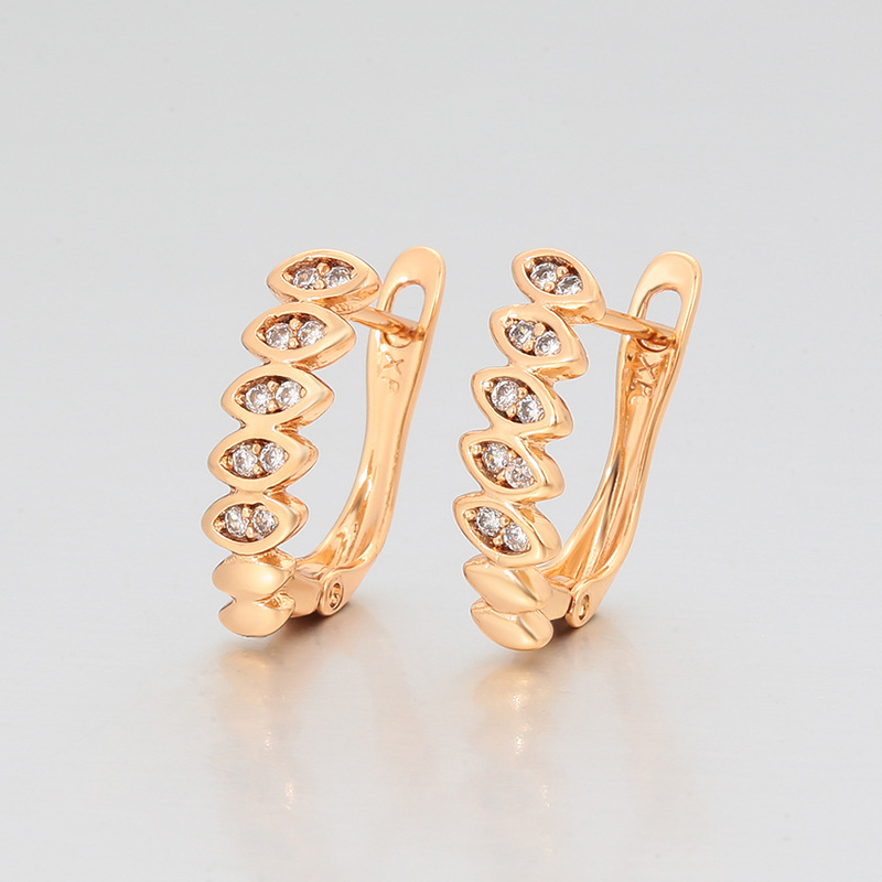 Aretes de Hebilla Elípticos en Aleación de Cobre con Chapado en Oro de 18K para Mujer