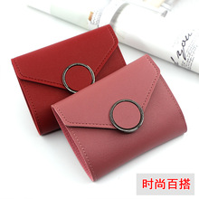 纯色女士钱包短款韩版小三折零钱包卡包个性简约手拿包
