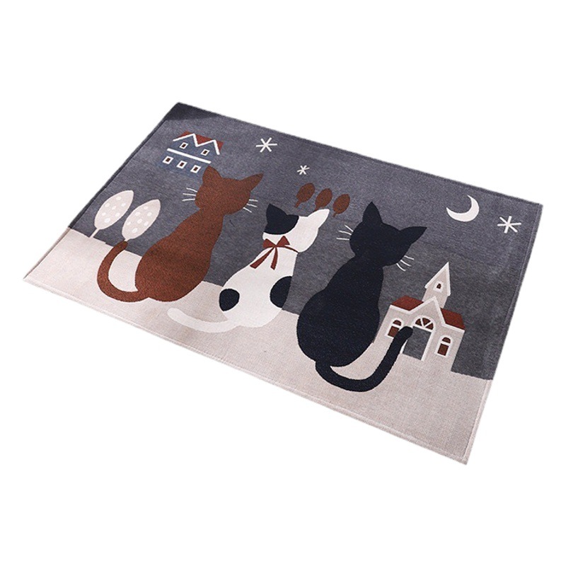 Alfombra de puerta de gato al por mayor alfombra de puerta de dibujos animados baño cocina absorbente antideslizante alfombra de piso tejido jacquard tejido alfombra de piso