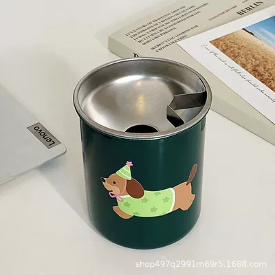 Car ashtray ashtray, suitable for gifts, car - green-polite-dachshund