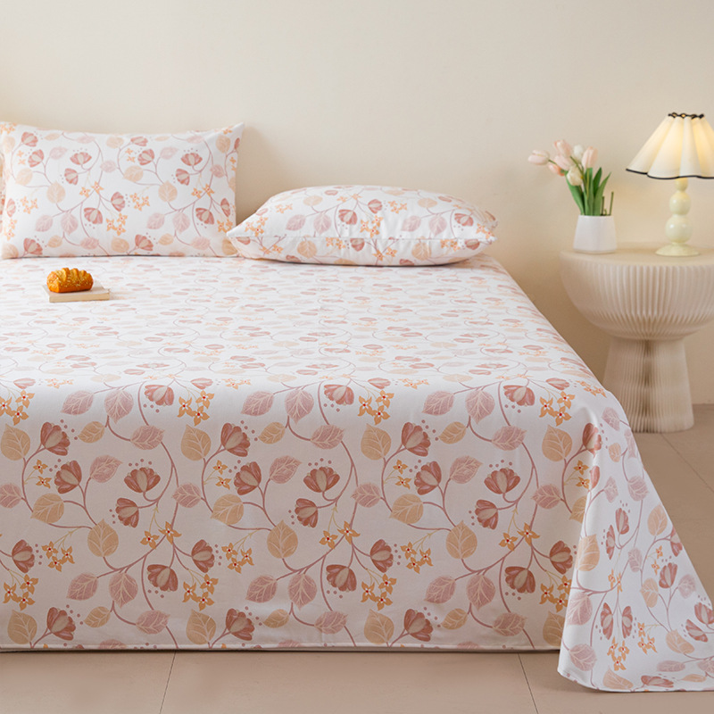 2025 nueva sábana de tela gruesa vieja de algodón puro pieza individual 100 funda de almohada individual de lino de algodón cama individual dormitorio de tres piezas 2