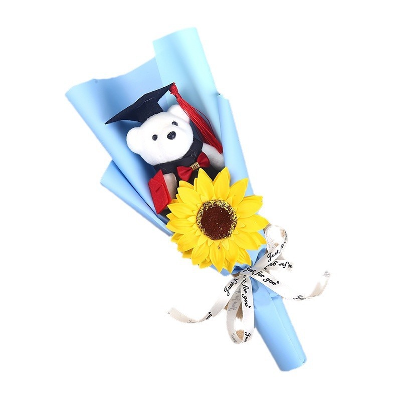 卒業漫画博士熊薔薇ヒマワリ花束恋人母教師の日創意プレゼントお土産|undefined