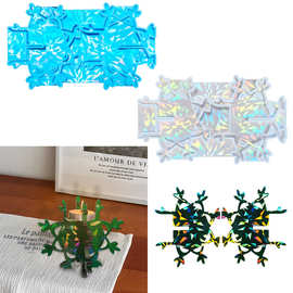 雪花烛台插件摆件装饰全息滴胶模具diy石膏滴胶硅胶模具