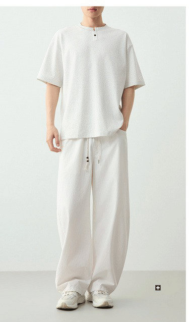 Áo thun nam ngắn tay cổ tròn chất liệu cotton pha, kiểu dáng cơ bản — đen chi tiết 12