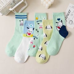 Japanese cartoon socks for women, combed cotton mid-calf socks for women, small handkerchief cute puppy casual socks, one piece drop shipping