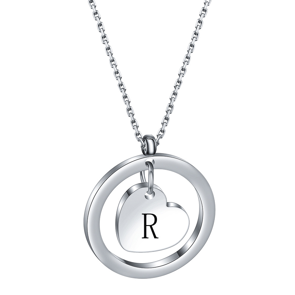 Simple Style Letter Stainless Steel Titanium Steel Plating Pendant Necklace display picture 2