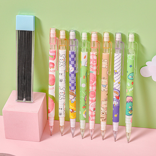 Peach Mechanical Pencil 0.5mm Mechanical Pencil for Primary School Students with Continuous Refill Automatic Pen Stationery