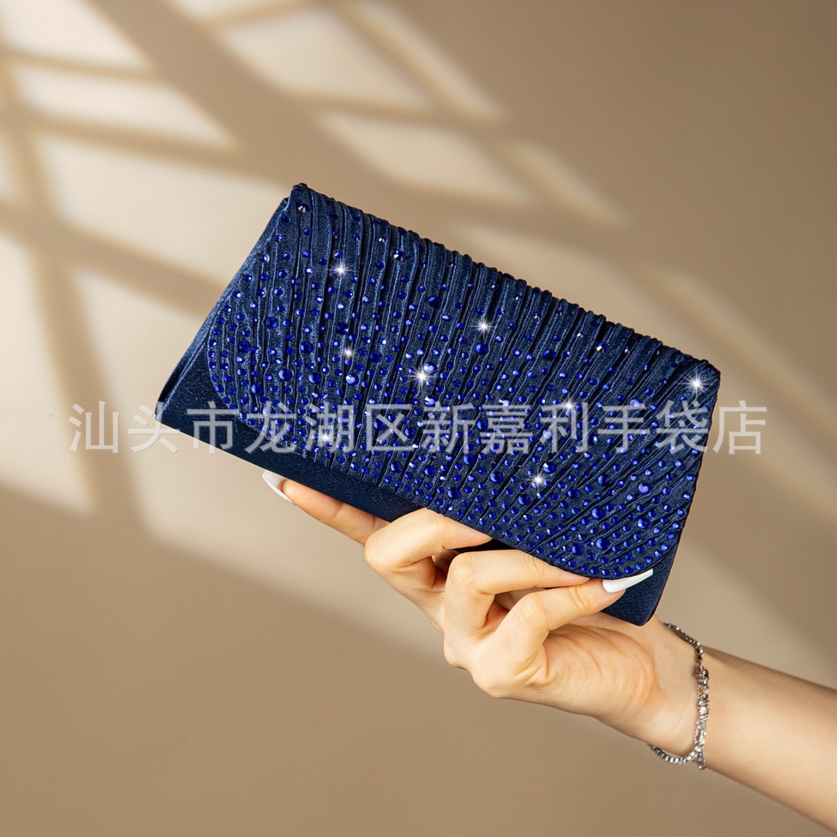2025 Cross-Border Hot-Selling Rhinestone Satin Evening Bag Women's Clutch Shoulder Chain Bag Direct Supply from the Manufacturer