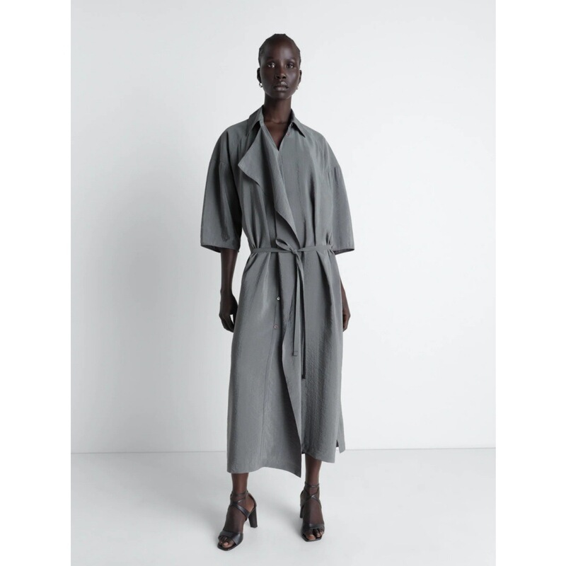 Sumeihui Loose Asymmetrical Shirt Dress 2026 Spring/Summer New LEM Style Casual Elegant Mid-Length Dress