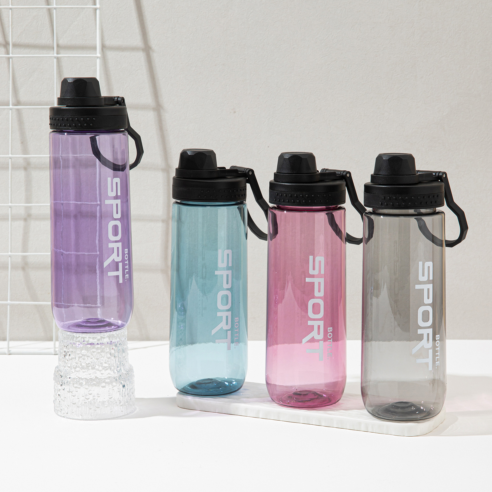 Tazas de agua para hombres y mujeres, botellas de agua de plástico de gran capacidad, estudiantes, resistentes a caídas y a altas temperaturas, deportes de verano, fitness, taza de espacio, taza de té