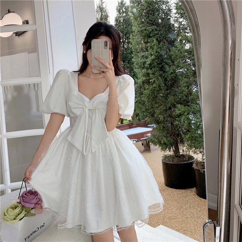 2024 Summer New Sweet Princess Style Lace Gauze Bow Girl Design Niche Super Fairy dress