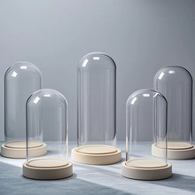 永生花干花盲盒手办玻璃罩展示盒桌面摆件乐高玻璃瓶积木透明防尘