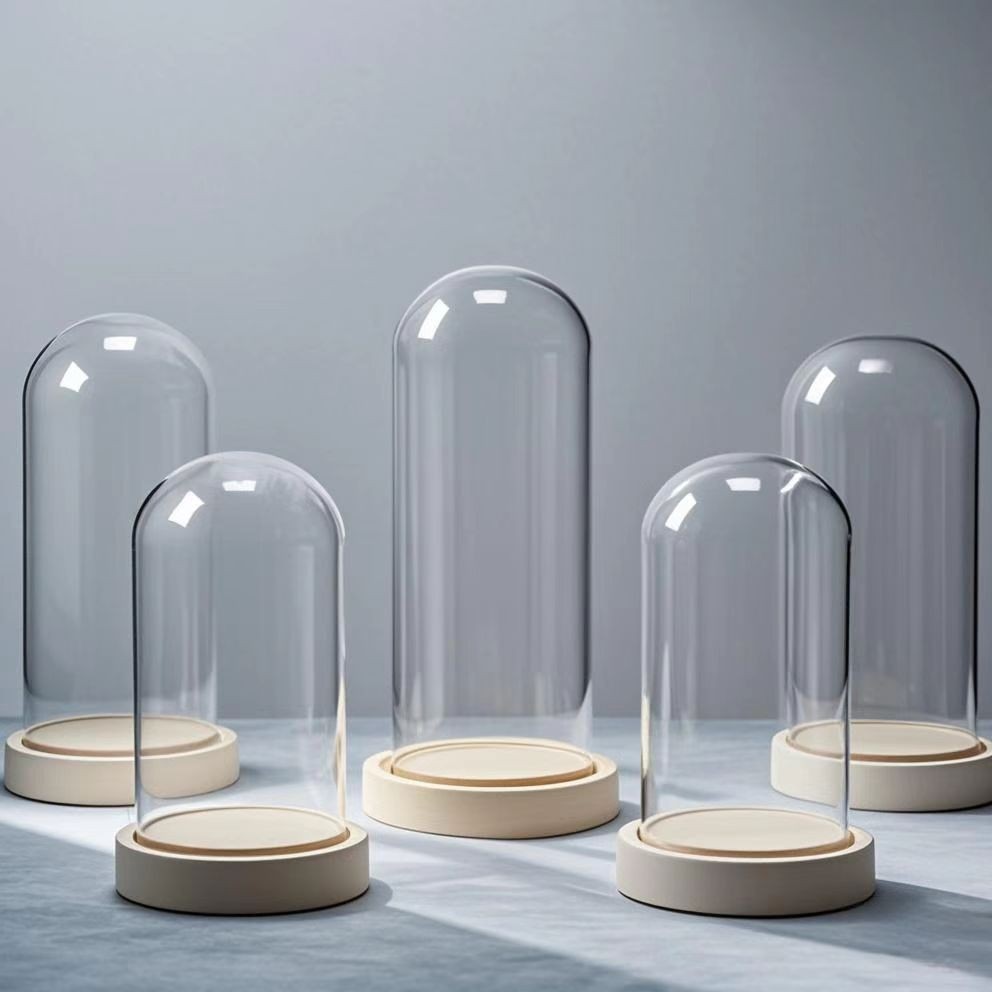 永生花干花盲盒手办玻璃罩展示盒桌面摆件乐高玻璃瓶积木透明防尘