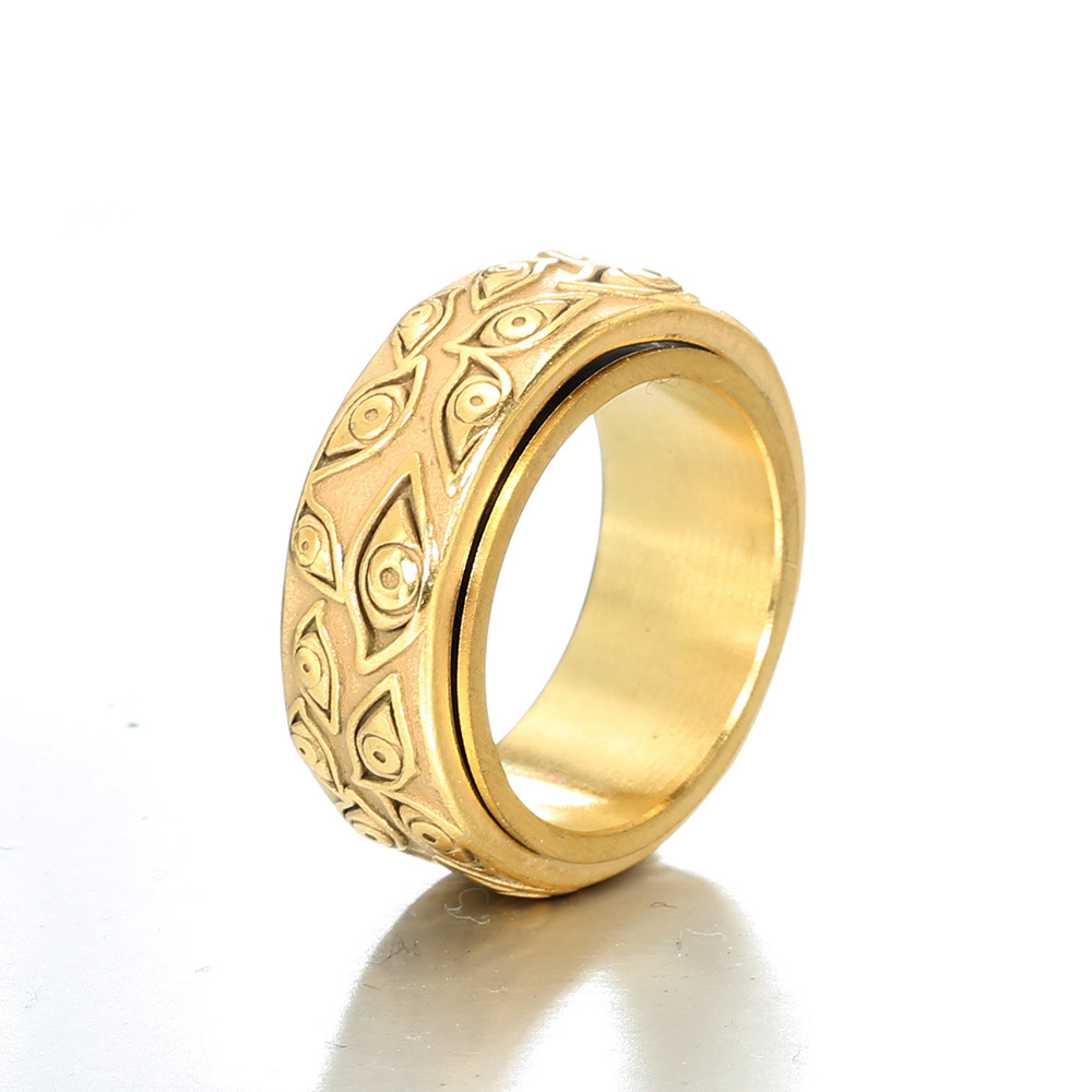 Unisex Gender Casual, Retro Style Casual Retro Eye Stainless Steel Polishing Unisex Rings
