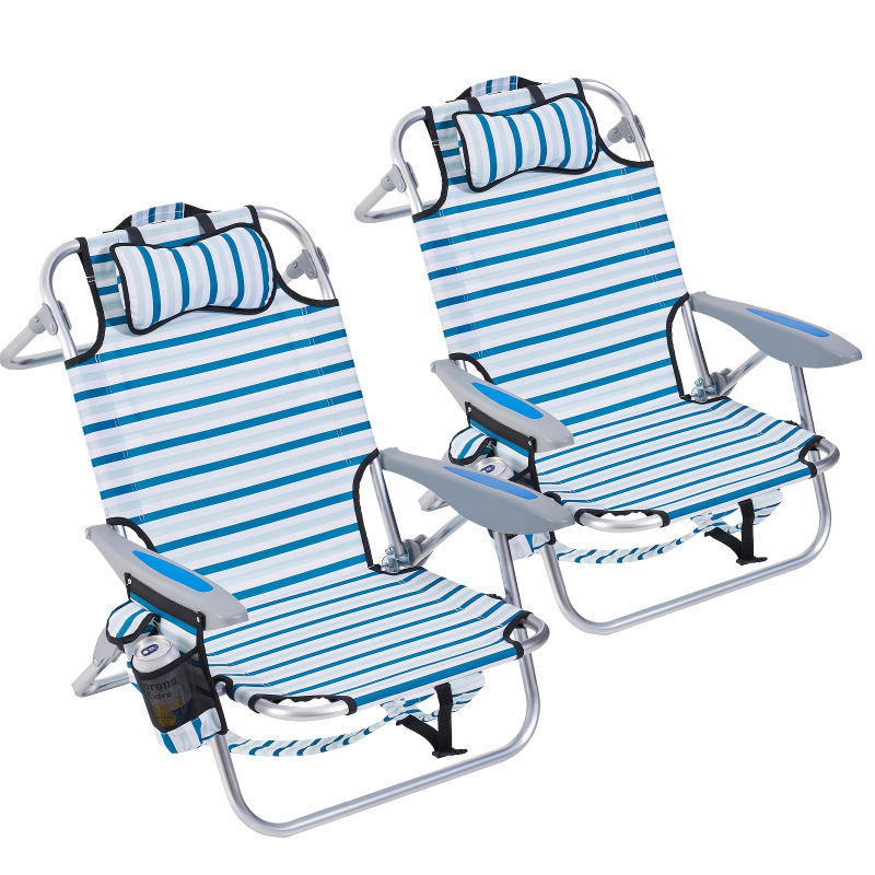 Silla de playa ajustable de altura para acampar de otoño con bolsa de almacenamiento de malla