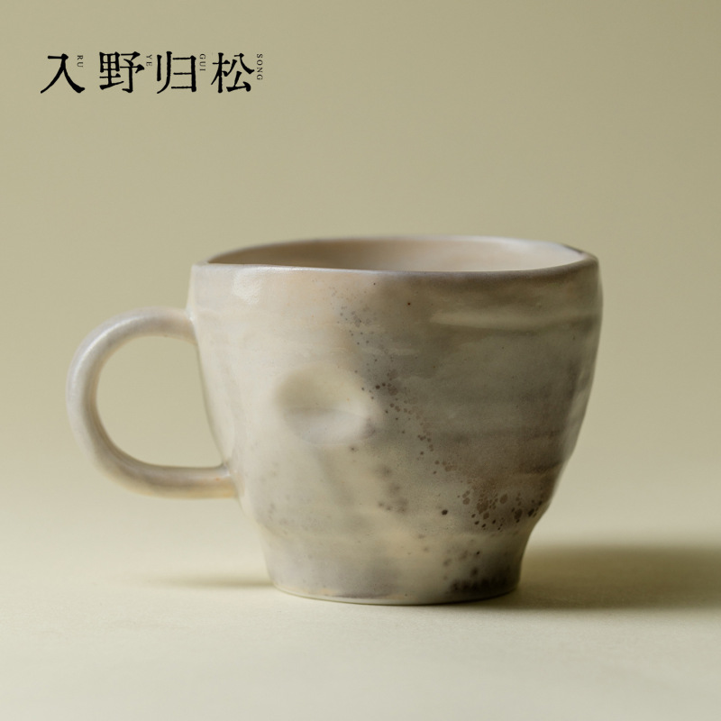 Rough Pottery White Ware from Shino Kiln, Unique Style Mug, Wabi-Sabi Style Coffee Cup, Niche Breakfast Cup