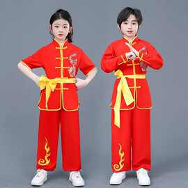 新款打鼓服表演儿童学生武术中国太极练功演出服功夫武术服装