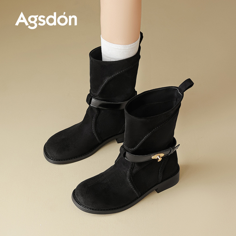 Antiguo Lion Black Martin botas para mujeres 2025 nuevo otoño botas retrógradas con suela gruesa botas medias botas occidentales de estilo británico image 2