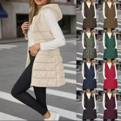 2026 Popular Sleeveless Vest Cotton Jacket in Stock Winter Fleece-Lined Thickened Cross-Border Fashion Casual Long-Term Supply
